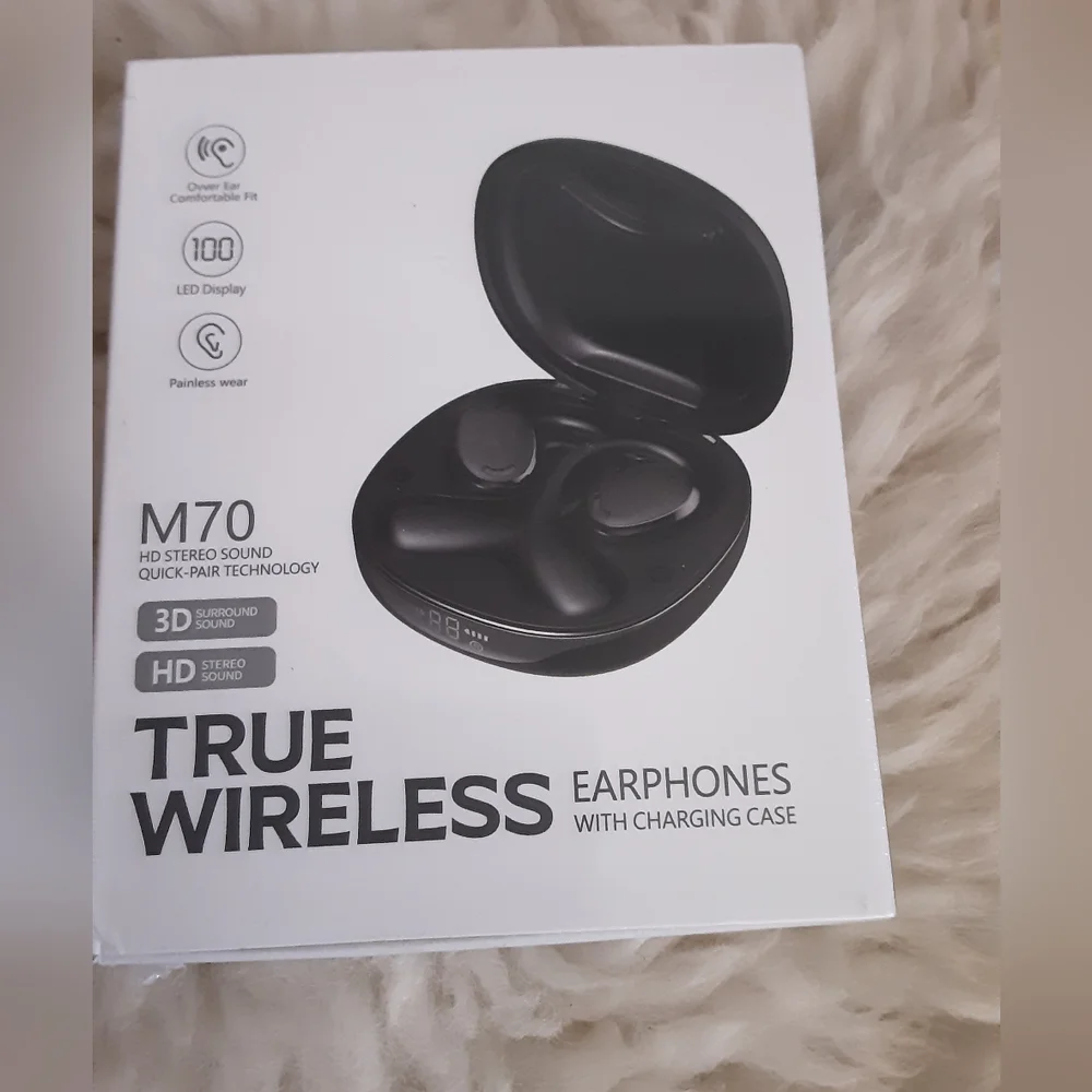 True Wireless Earphones With Charging Case M70 HD Stereo Sound Black Bluetooth